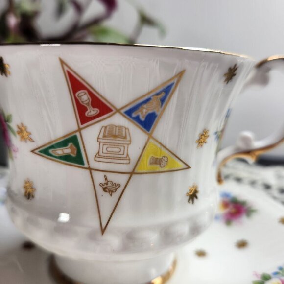 Masonic Lodge Cup & Saucer Order of the Eastern Star Elizabethan Fine Bone China - Picture 4 of 14
